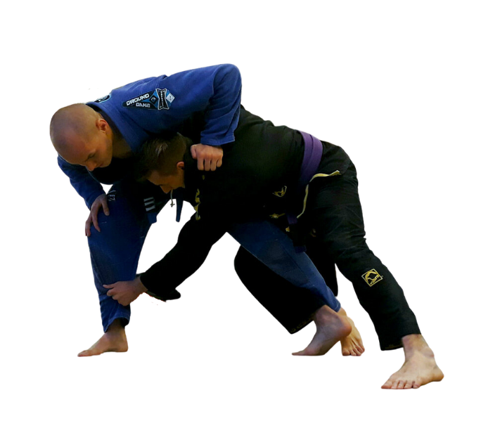 Obalenie z haczykiem za noge, brazylijskie jiu-jitsu